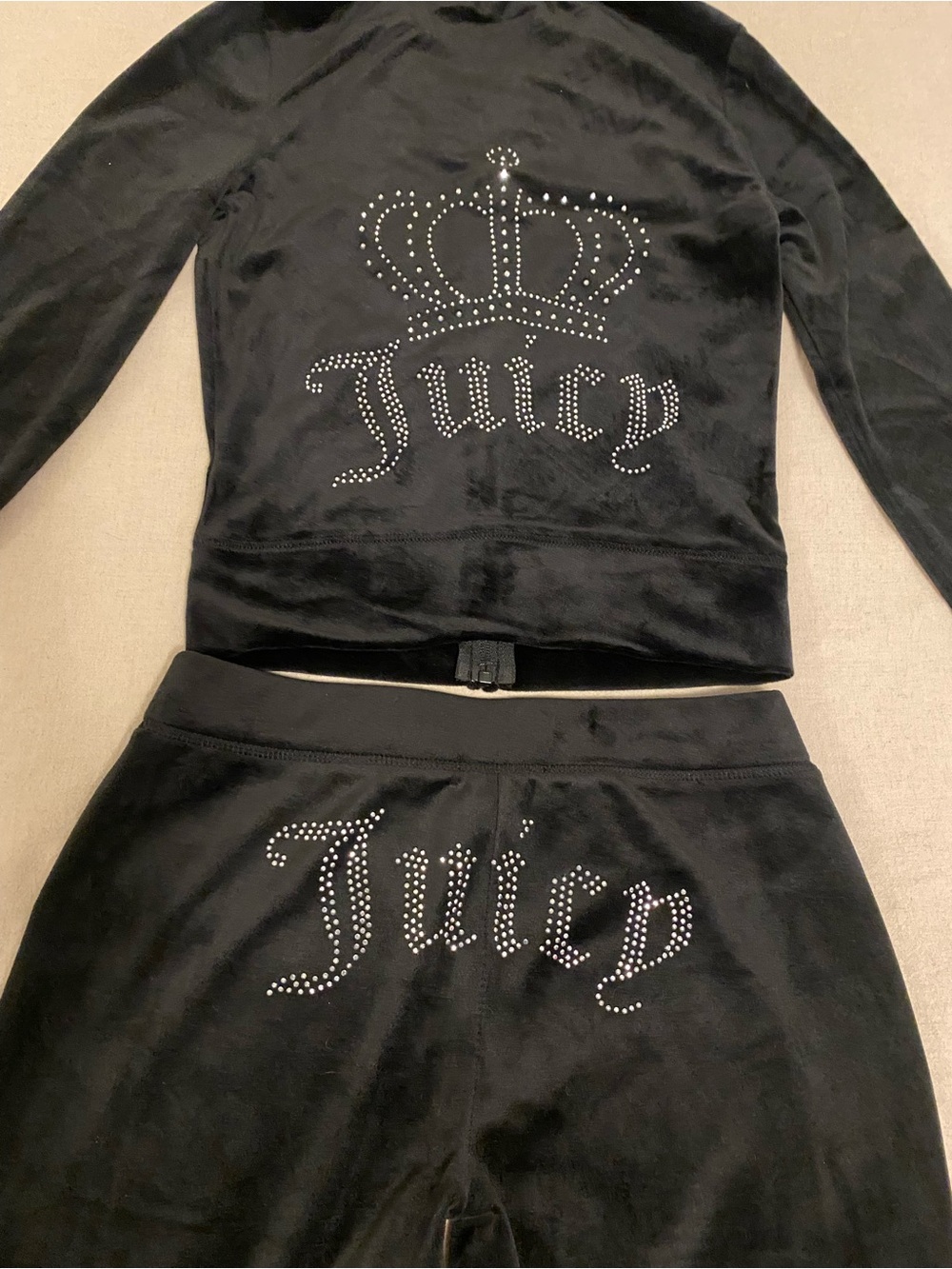 NWT Juicy Couture OG Big Bling Velour Tracksuit Set Liquorice Black XS